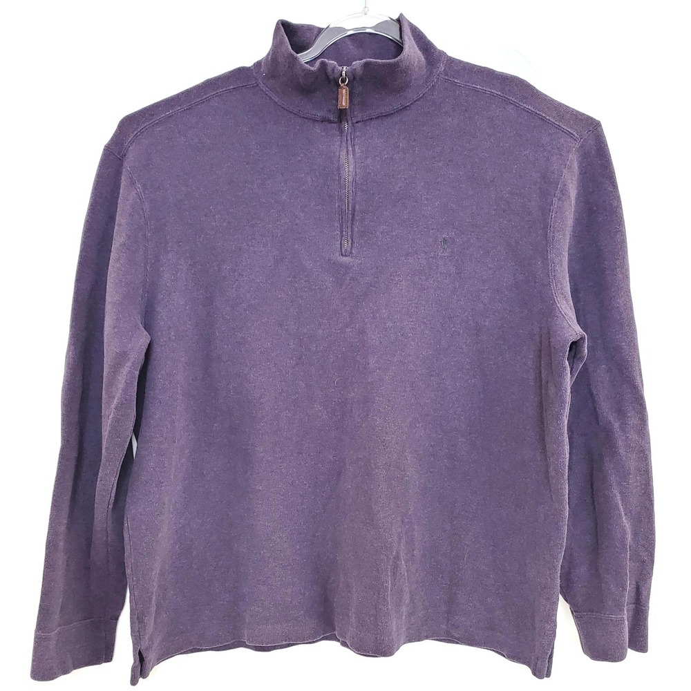 Polo Ralph‎ Lauren Sweater Mens 2XL Purple Quarter Zip Pullover Pony Logo Knit